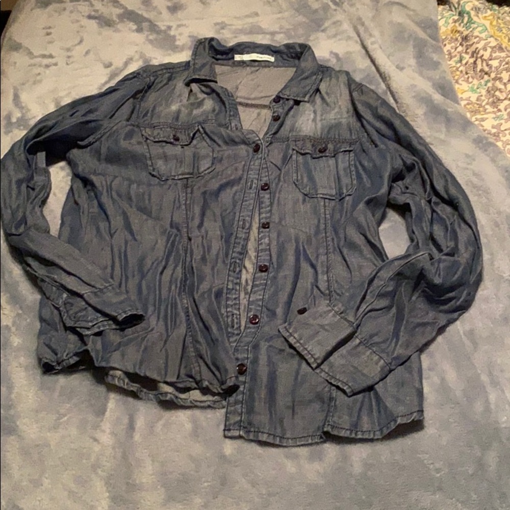 Light Denim Look Button Up